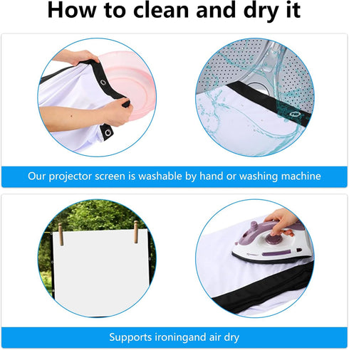 Projector Screen 100 inch, 4K Movie Projector Screen 16:9 HD Foldable and Portable Anti-Crease Indoor Outdoor Double Sided Video Projector Screen ...