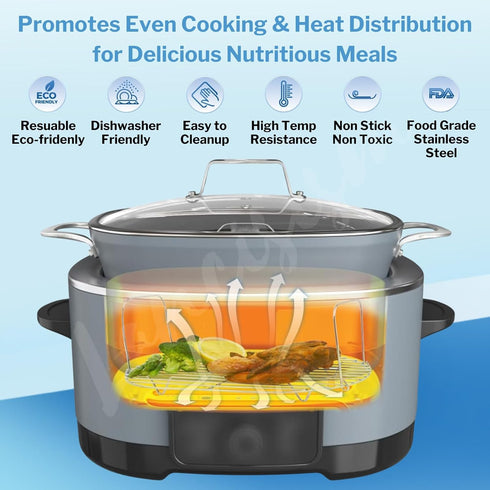 Steam and Roast Rack Compatible with Ninja Foodi Possible Cooker Pro 8.5 Qt MC1000, MC1001, MC1010 Series Slow Cooker Crock Pot- 304 Stainless Ste...