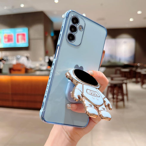 phylla Samsung Galaxy A13 5g 6.5" Phone Case Luxury Gold Plated Cute Astronaut Stand Holder Case with Camera Protection Cute Love Heart Side Small...