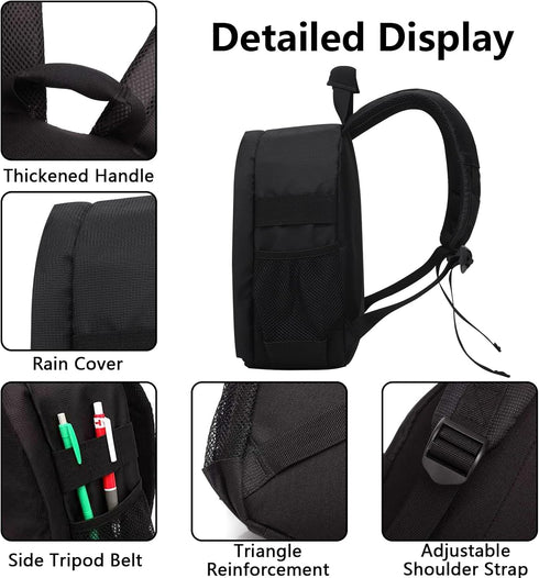 Camera Backpack Professional Camera Bag for DSLR/SLR Mirrorless Camera, Photography Backpack Case for Women Men Photographers, Camera Case Compati...