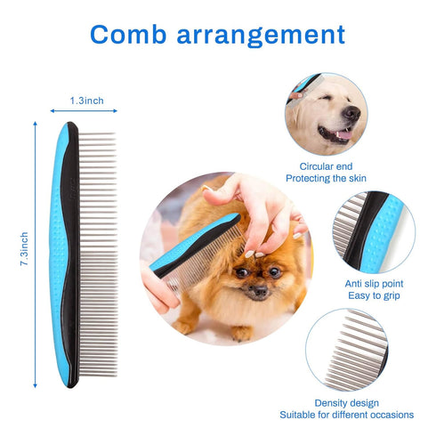 5-in-1 Dog Brush Grooming Kit - Dog Grooming Supplies Dog Dematting Rake for Shorted Haried Dogs, Bath Brush For Long Hair Dogs And Dematting Comb...