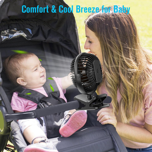 BESKAR Portable Clip on Fan Rechargeable, 4 Speeds Small Battery Operated Fan, USB Desk Fan with Strong Airflow, Sturdy Clamp for Golf Cart Office...