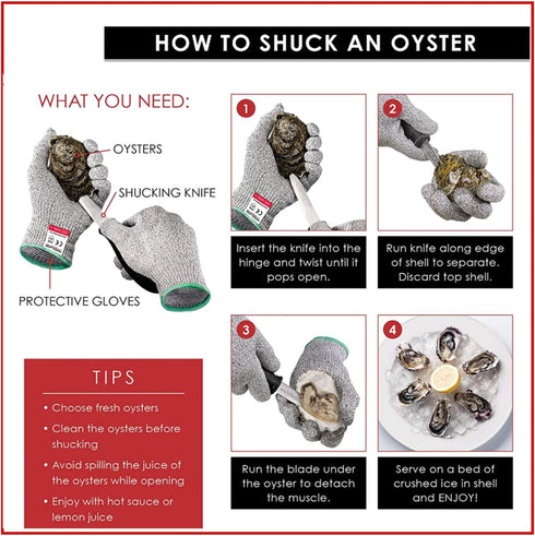 Oyster Shucking Knife, Oyster Knife, Oyster Shucker, Oyster Opener, Oyster Shucking Kit, 2 knifes and 1 Gloves Cut Resistant Gloves...