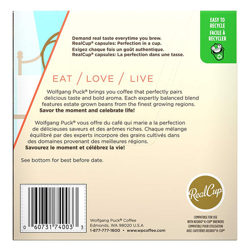 Wolfgang Puck Coffee Single Serve Capsules, Medium Roast, Compatible with Keurig K-Cup Brewers, Breakfast in Bed, 18 Count...