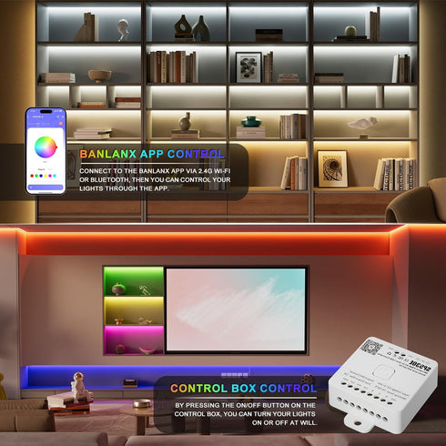 WiFi+Bluetooth Music LED Smart Controller SP530E,12-in-1 PWM+SPI LED Controller/Dimmer,Work with Alexa/Google/BanlanX,for All Types LED Strip Ligh...