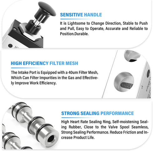 TAILONZ PNEUMATIC 3/8"NPT 5 Way 2 Position Air Hand Lever Operated Valve Pneumatic Solenoid Valve Manual Control Push-Pull 4R310-10...