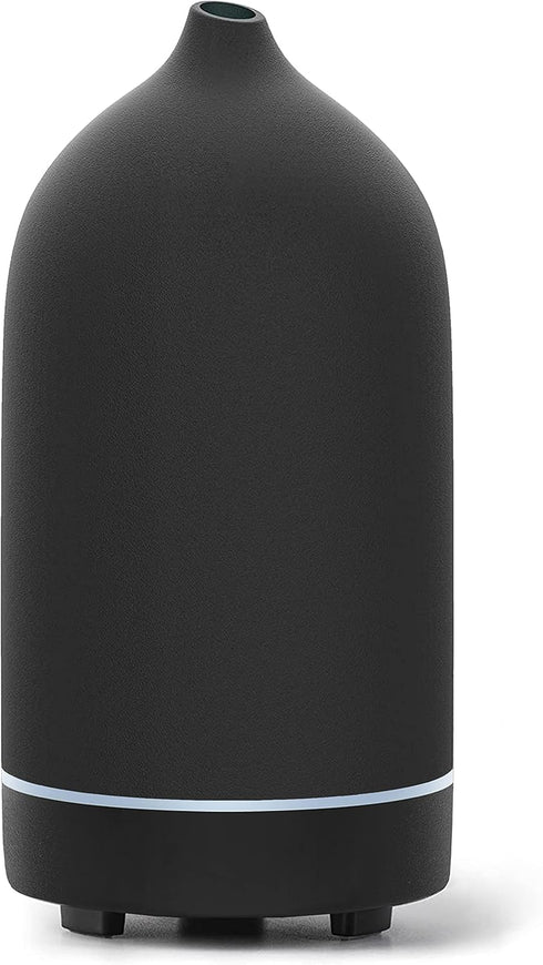 Essential Oil Diffuser,Handcrafted Ceramic Diffuser for Home,Ultrasonic Cool Mist Air Diffuser, 9 Colors Night Light with Timer (Black)...