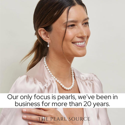 The Pearl Source Real Pearl Dangle Earrings for Women with Genuine AAA Quality White Freshwater Cultured Pearl...