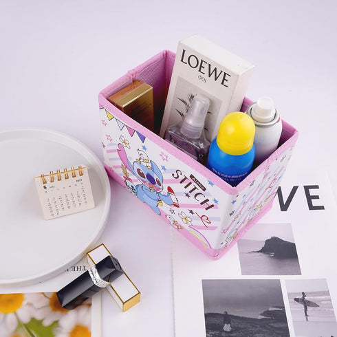 2PCS Stitch Collapsible Storage Foldable Cube Storage Box Stitch Desk Room Decoration Boxes Desk Baskets Winnie Makeup Holder Organizer for Gils W...