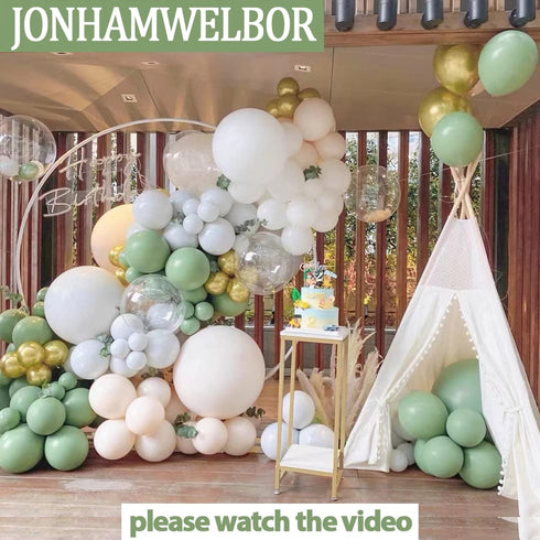 Jonhamwelbor Sage green Balloons Olive Green Eucalyptus Green 100 Pack 12 inch Matte Latex Helium Balloons for Birthday Baby Shower Retro Neutral ...