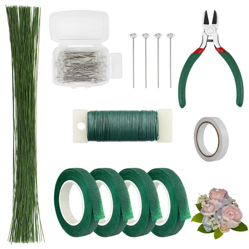 Floral Arrangement Kit, Floral Tape and Floral Wire Boutonniere Kit, 26 GaugeStem Wire, 22 Gauge Floral Wire, Wire Cutter Flower Bouquet Accessori...