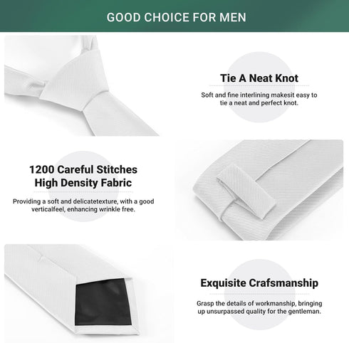Black Ties For Men Solid Pure Color Tie 3.15" (8CM) Formal Necktie for Men in Gift Box...