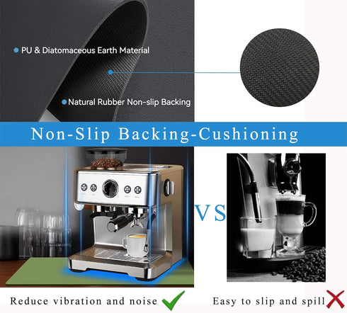 Coffee Mat for Countertops ,Coffee Bar Accessories Fit Under Coffee Maker Espresso Machine, Absorbent Hide Stain Rubber Mat for Countertop ,Dish D...