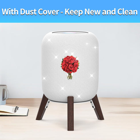 Wood Table Stand for HomePod 1 and Homepod 2 Speaker with Dust-Proof Cover, Anti-Slip Wooden Desk Stand Compatible with Homepod 1st & 2nd Desktop ...