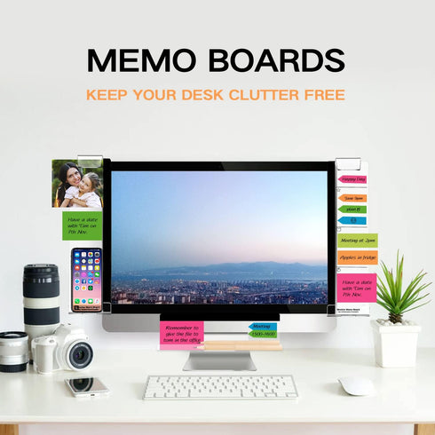 Monitor Memo Boards for Computer, Set of 3 (Left & Right & Bottom) Multifunction Acrylic Screen Message Reminder Pad Side Panels Phone Holder - Ut...