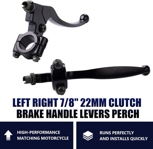 Left Right 7/8" 22mm Clutch Brake Handle Levers Perch Compatible with Honda XR80 XR100 CRF70 CRF80 CRF100 Pit Dirt Motor Bike Motocross...