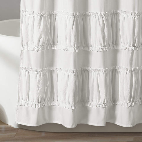 Lush Decor, 72" x 72", White Nova Ruffle Shower Curtain...
