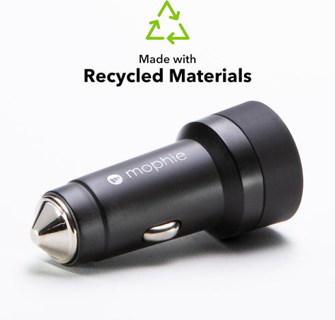 mophie 60W Dual USB-C Car Charger, Universal AUX Compatibility, LED Indicator, Fast Charging, Multi-Device...
