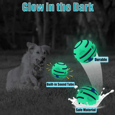Wobble Giggle Ball for Dogs, Wiggle Glow Ball Dog Toy, Interactive Glow in The Dark Dog Toys for Small/Medium/Large Dogs, Fun Giggle Sounds When R...