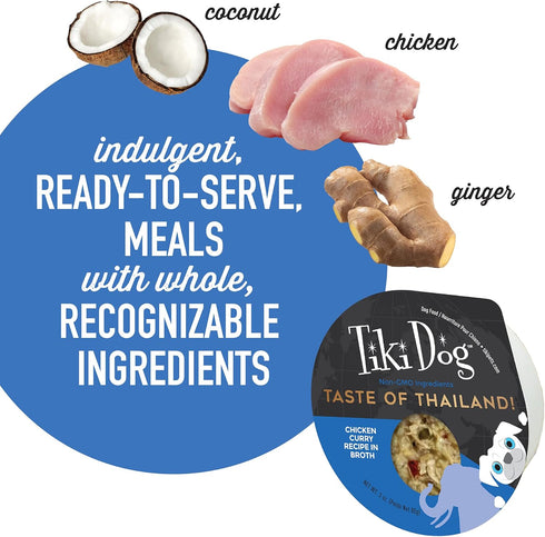 Tiki Dog Taste of The World - Dog Wet Food - Whole Foods - Thailand! Chicken Curry - 3 oz Cup...
