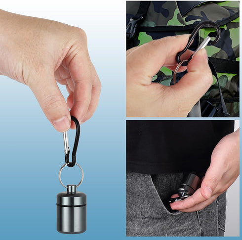 Earplugs Carrying Case, Metal Titanium Pill Holder Pocket Pill Box Keychain Waterproof Pill Bottle Medicine Organizer Case Container, Great for fo...