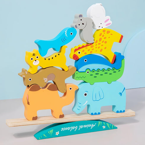 10pcs Wooden Animal Blocks Sorting & Stacking Toys for 3-5 Year Old Toddlers, Boys Girls Birthday Gift Preschool Educational Toys...