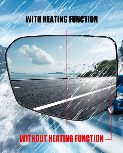 Left Driver Side Mirror Glass Replacement with Power Heated Fit for Honda Civic 2016-2021 Envix 2018-2022 Crider 2019-2022, Convex Mirror Glass Re...