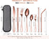 AARainbow 9 Pieces Stainless Steel Flatware Set Portable Reusable Cutlery Set Travel Utensils Set Including Chopsticks Knife Fork Spoon Straws Cle...