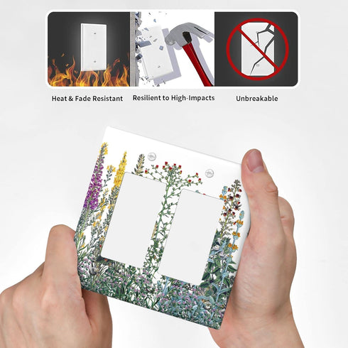 Light Switch Cover Decorative 2 Gang Double Rocker Switch Plate Covers Flora Graeca Greek Herbs Wall Plates for Light Plates Switch Covers for Roo...