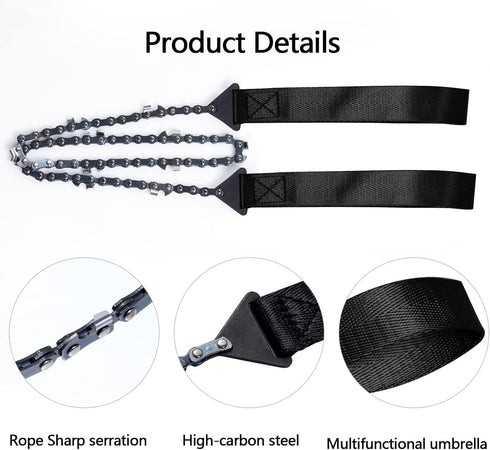 Pocket Chainsaw with Paracord Handle, Folding Chain Hand Saw, Emergency Outdoor Survival Gear for Camping, Hunting, Hiking, Cutting Wood & Tree (B...