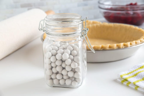 Fox Run Ceramic Pie Crust Baking Weights, 8.8-Ounce, Glass Storage Jar Included...