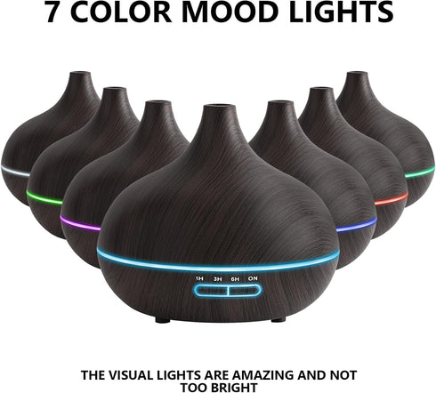 Diffusers for Essential Oils Large Room, 550ml Essential Oil Diffusers with Remote Control, Ultrasonic Oil Diffuser with Timer, 7 Colors Light for...
