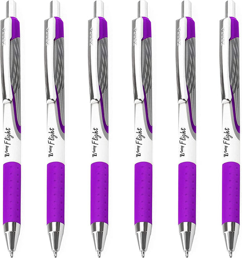 Zebra Classic Z-Grip Flight Ballpoint Pens - 1.2mm - Purple - Pack of 6...