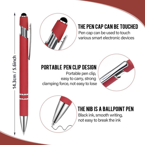 Ballpoint Pens with Stylus Tip, Soft Touch Click Stylus Pen, 2 in 1 Retractable Metal Stylus Pens, Black Ink, for Birthday Anniversaries Graduatio...