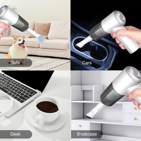 Cordless Handheld Vacuum Cleaner, High Power Rechargeable Mini Portable Vacuum for Home, Office and Car Cleaning (White)...