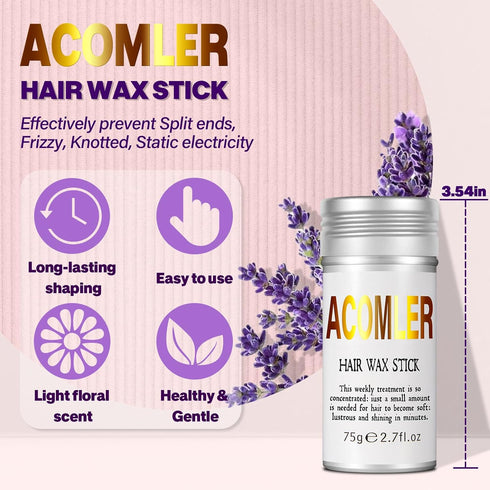 Wax Stick for Hair,Hair Wax Stick,Hair Wax Stick for Flyaways,Slick Stick for Hair Non-greasy Styling Hair Pomade Stick (Pack of 1 Silver)...
