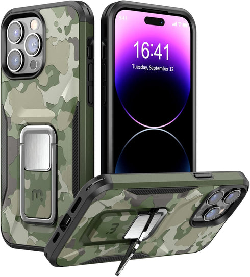 MYBAT Pro Stealth Series Phone Case for iPhone 14 Pro Case with Stand 6.1",Support Magnetic Car Mount, Heavy Duty Military Grade Drop Protective R...