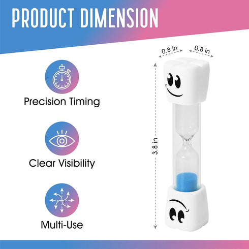 2 Minute Toothbrush Sand Timer for Kids - Set of 2 Small Blue and Pink Smiley Hourglass...