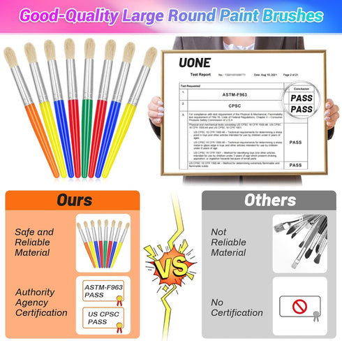30Pcs Paint Brushes, Anezus Round Paint Brushes for Kids Classroom Toddlers Paint Brush Set for Touch Up Preschool Daycare Washable Acrylic Paint ...