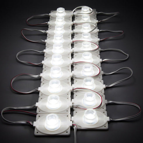 20PCS 3.0W 6500K White Edge Light 12V LED Modules with Lens for Double Side Light Box Waterproof...