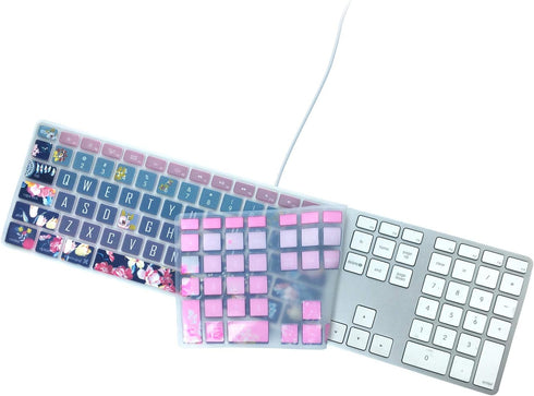 Silicone Keyboard Cover Skin for Apple iMac Keyboard with Numeric Keypad Wired USB MB110LL/B(Model: A1243), Cute Print, US Layout, Red Flower...