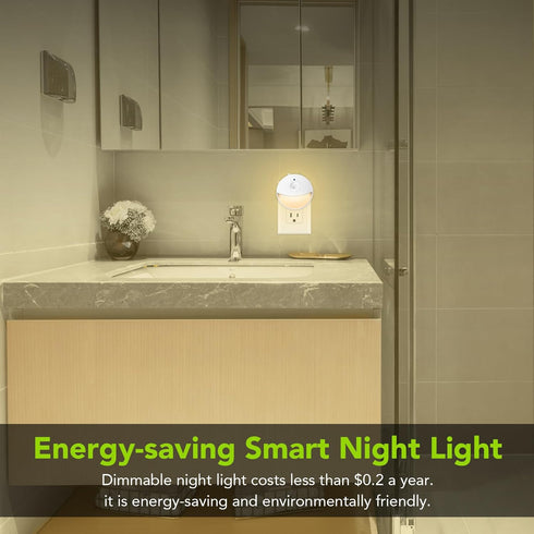 4 Pack Motion Sensor Night Light Plug in, Motion Activated Night Light, Mini Warm White LED Nightlight with 5-80 lm Adjustable Brightness for Bath...