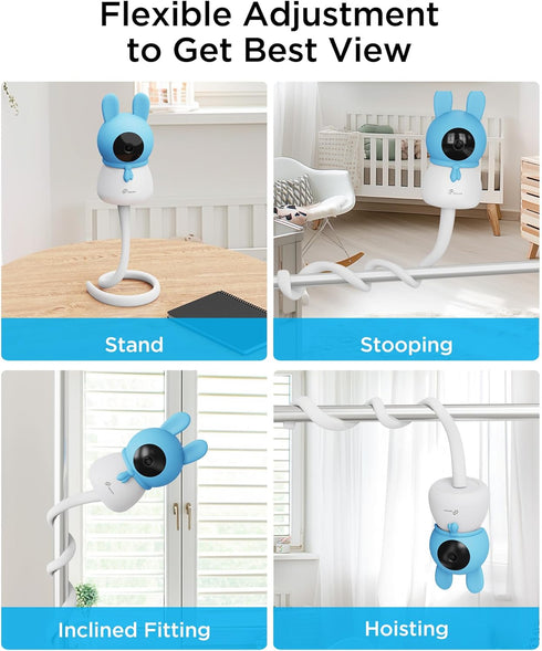 Baby Monitor Mount Smart Baby Monitor, 17 Inch Flexible Versatile Twist Baby Camera Mount for Cameras with 1/4 Threaded Holes, No Tools or Wall Da...