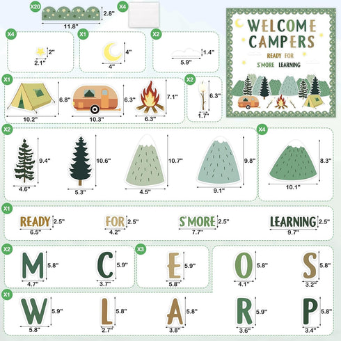 Camping Bulletin Board Kit Adventure Mountain Back to School Decor Tent Campfire Cutouts Welcome Campers Wall Decor for Classroom School Office 62...