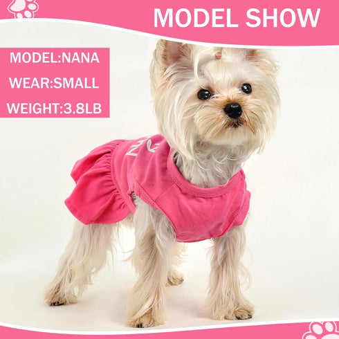 2 Pieces Dog Dresses for Small Dogs Girl Spring Summer Dog Clothes for Chihuahua Yorkie I Love My Mom/Daddy Cute Dog Tutu Skirt Puppy Dresses Pet ...