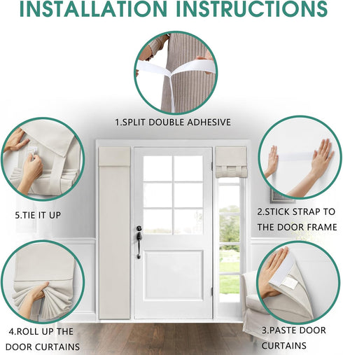 HOMEIDEAS Sidelight Curtains for Front Door, Side Door Window Curtains, Front Door Curtains for Small Window, Privacy Door Shades Thermal Insulate...
