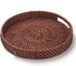 11 inch Rattan Tray, Round Wicker Tray with Cut-Out Handles, Woven Serving Tray for Dining / Coffee Table...