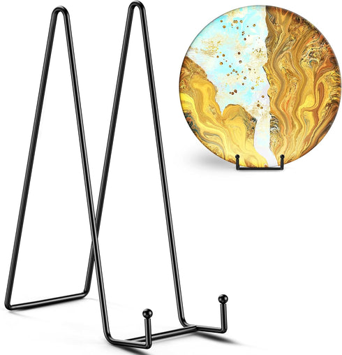 TR-LIFE 3 Pack 12 Inch Plate Stands for Display - Large, Metal Picture Frame Holder Stand + Easels for Decorative Platter, Book, Plaque, Photo, Ta...