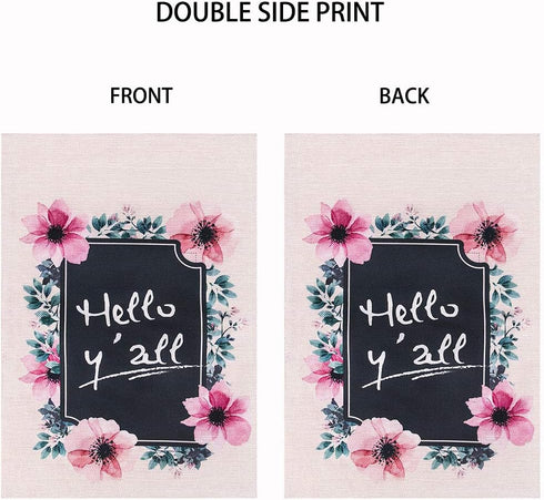 SICOHOME Hello Outside Décor for Yard Garden Flag 12.5"x 18" Spring Summer Flag for Farmhouse Outdoor Decor Double Sided Burlap Yard Flag...