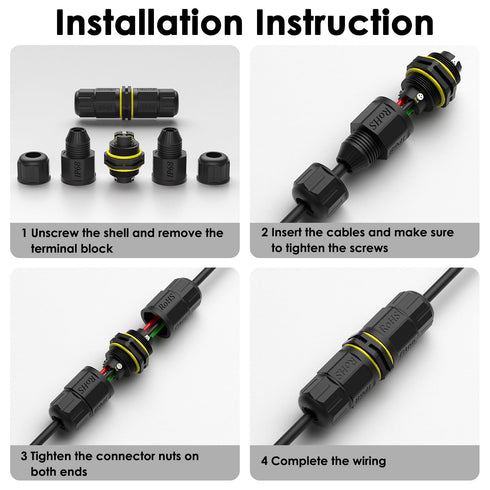 IP68 Junction Box Outdoor Waterproof Electrical Wire Cable Connector,M16 for 2 or 3 Pin Cables for 3.5-10mm Wire Range(AC 400V, 17.5A), Easy to In...